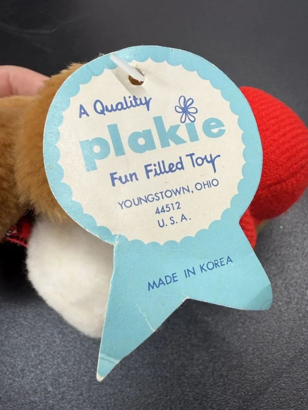 Vintage 1970s Plakie Plush Sitting Scotty Dog Brown Puppy 10 Inch With Tag